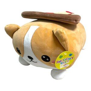 Smoochy Pals Corgi Dog Plush with Pizza Slice Cute Stuffed Animal Toy 12”